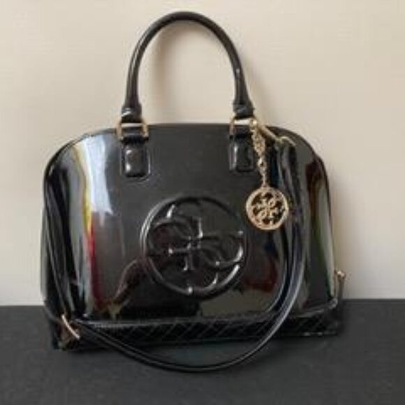 Guess PVC shiny black shoulder bag (gently used) - Picture 1 of 5